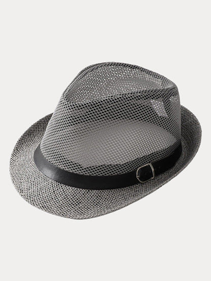 Hollow Weave Panama Fedora with Belt Buckle