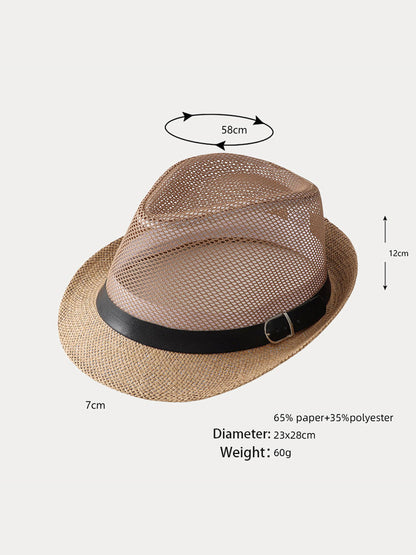 Hollow Weave Panama Fedora with Belt Buckle