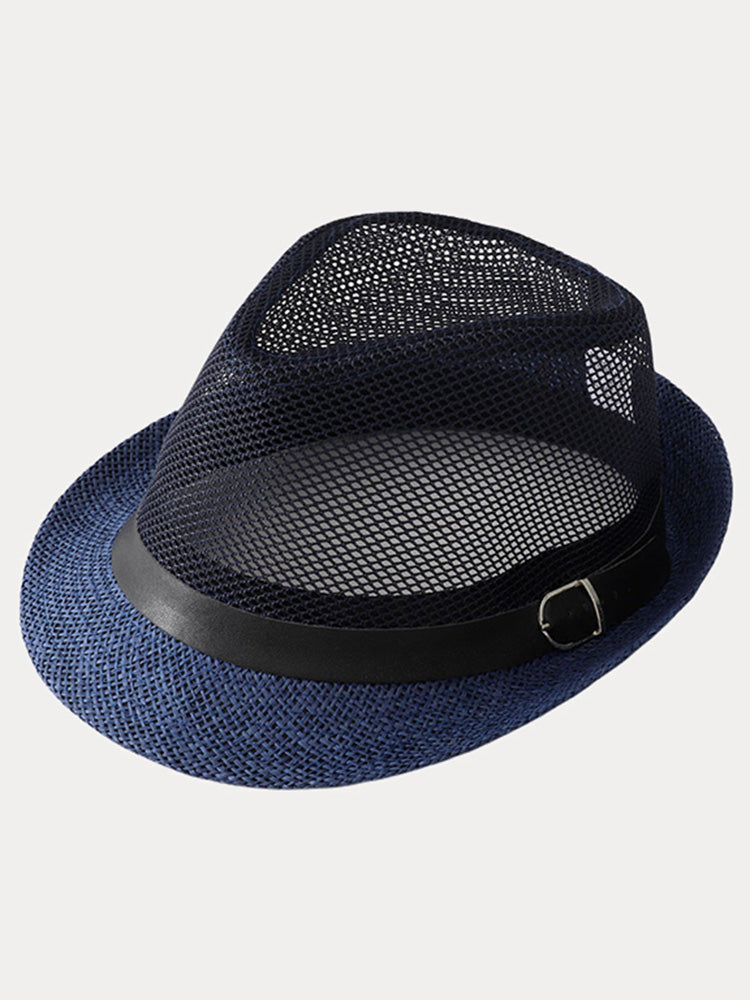 Hollow Weave Panama Fedora with Belt Buckle