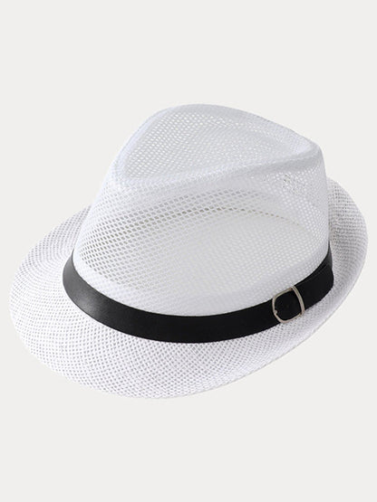 Hollow Weave Panama Fedora with Belt Buckle