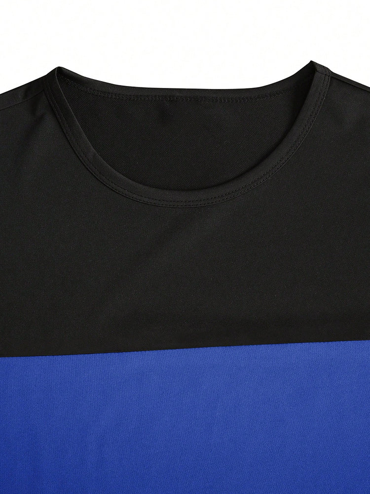 Casual Sporty Colorblock T-Shirt and Shorts Set