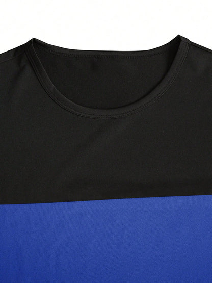 Casual Sporty Colorblock T-Shirt and Shorts Set