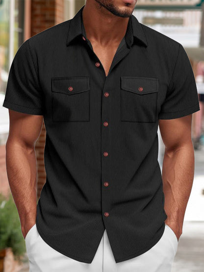 Men's Relaxed Ribbed Knit Short Sleeve Shirt