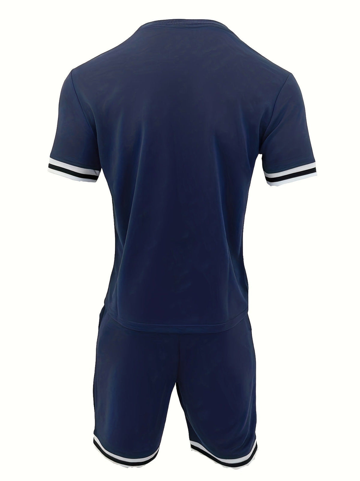 Men's Contrast Stripe 2-Piece Short Sleeve Tee & Shorts Set