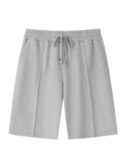 Waffle Knit Hoodie 2-Piece Short Sleeve Set with Shorts