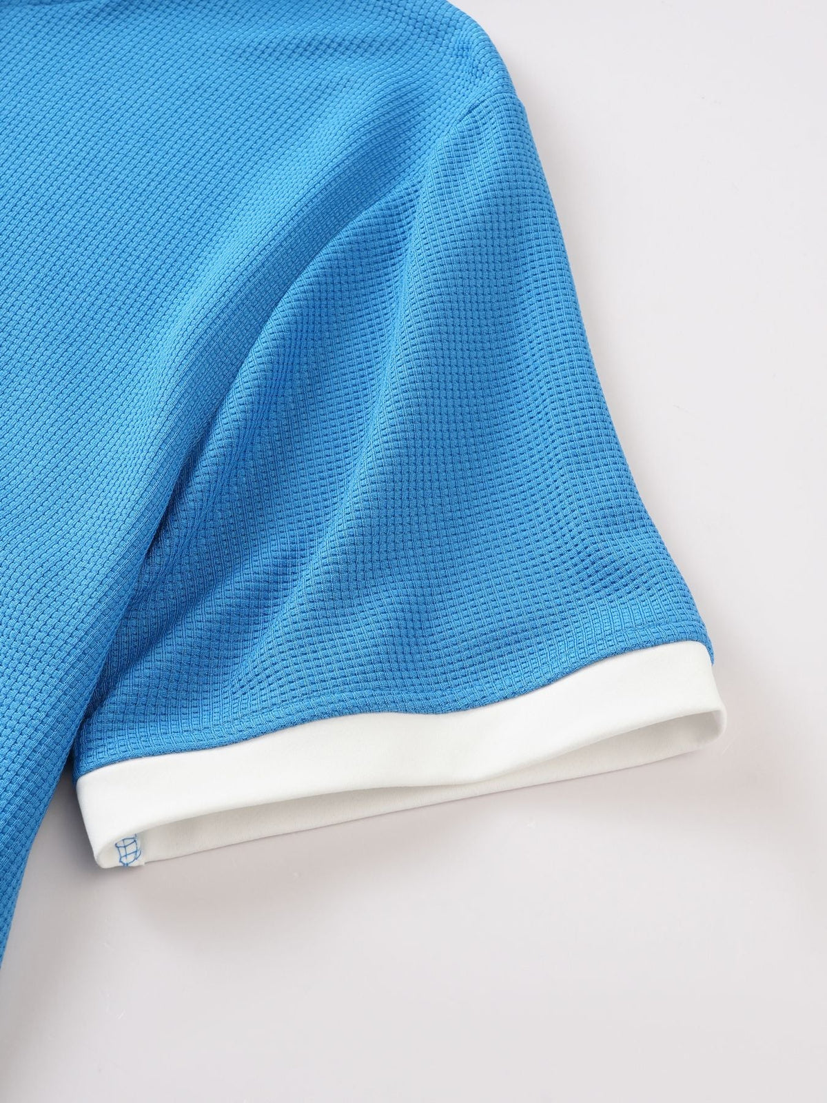 Short Sleeve Contrast Waffle Knit Casual Drawstring Tee
