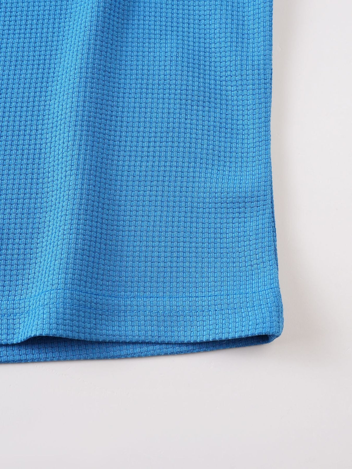 Short Sleeve Contrast Waffle Knit Casual Drawstring Tee