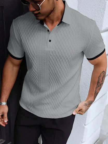 Contrast Trim Cool-Touch Cotton Knit Short Sleeve