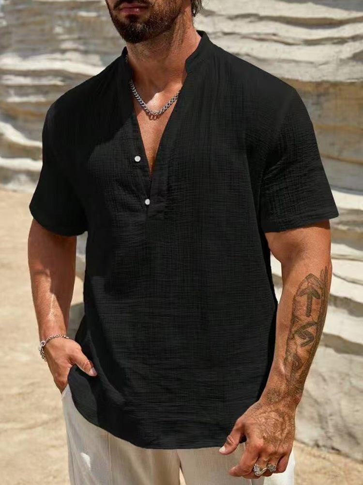 Washed Crinkle Textured Casual Beach Tee