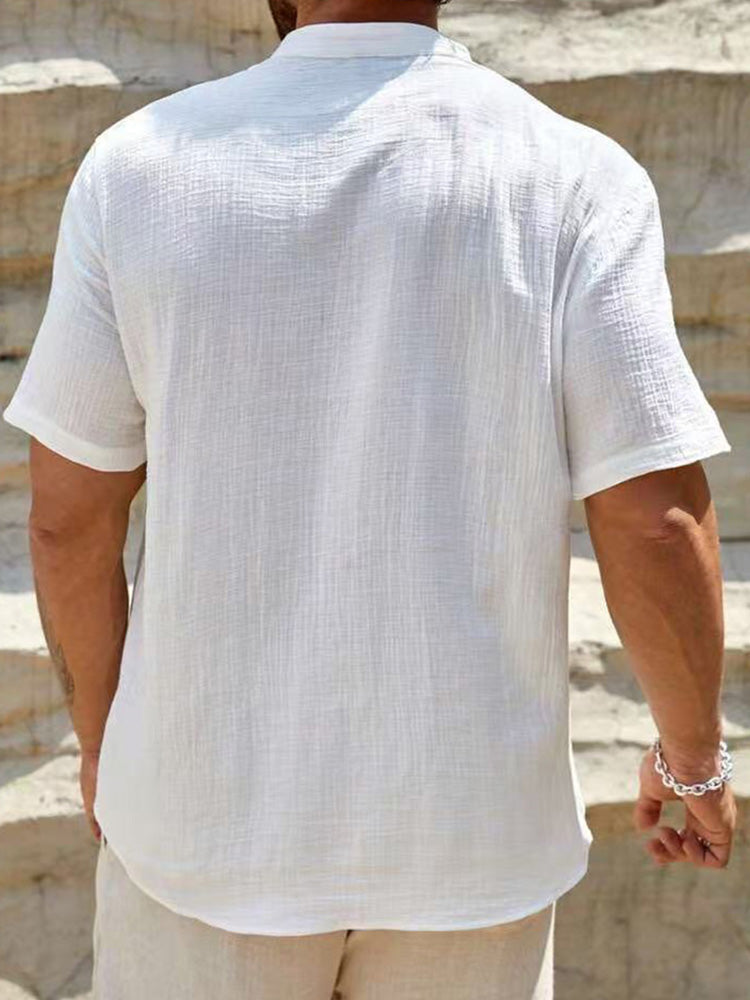 Washed Crinkle Textured Casual Beach Tee