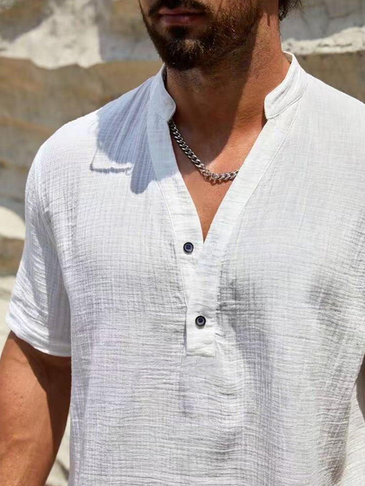 Washed Crinkle Textured Casual Beach Tee