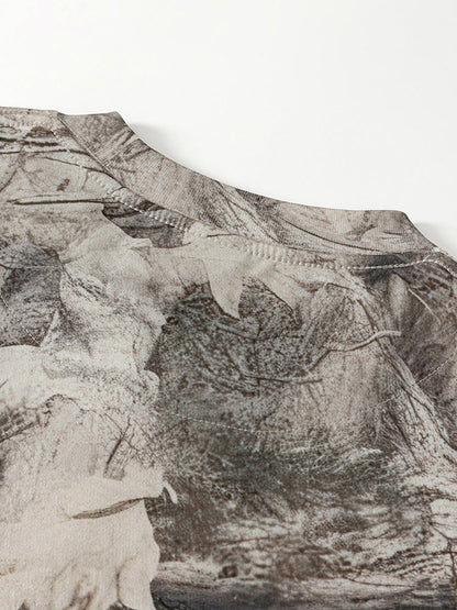 Men's Abstract Ink Print Shorts