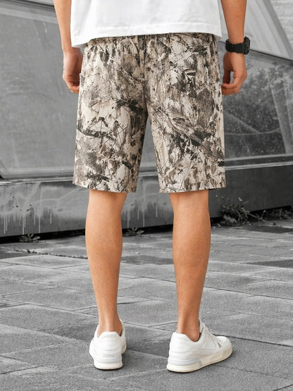 Men's Abstract Ink Print Shorts