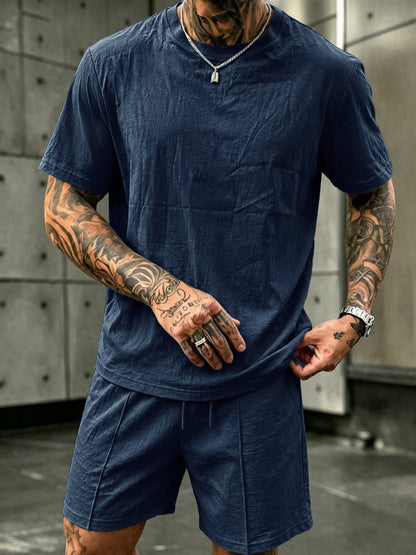Washed Cotton 2-Piece T-Shirt & Shorts Set
