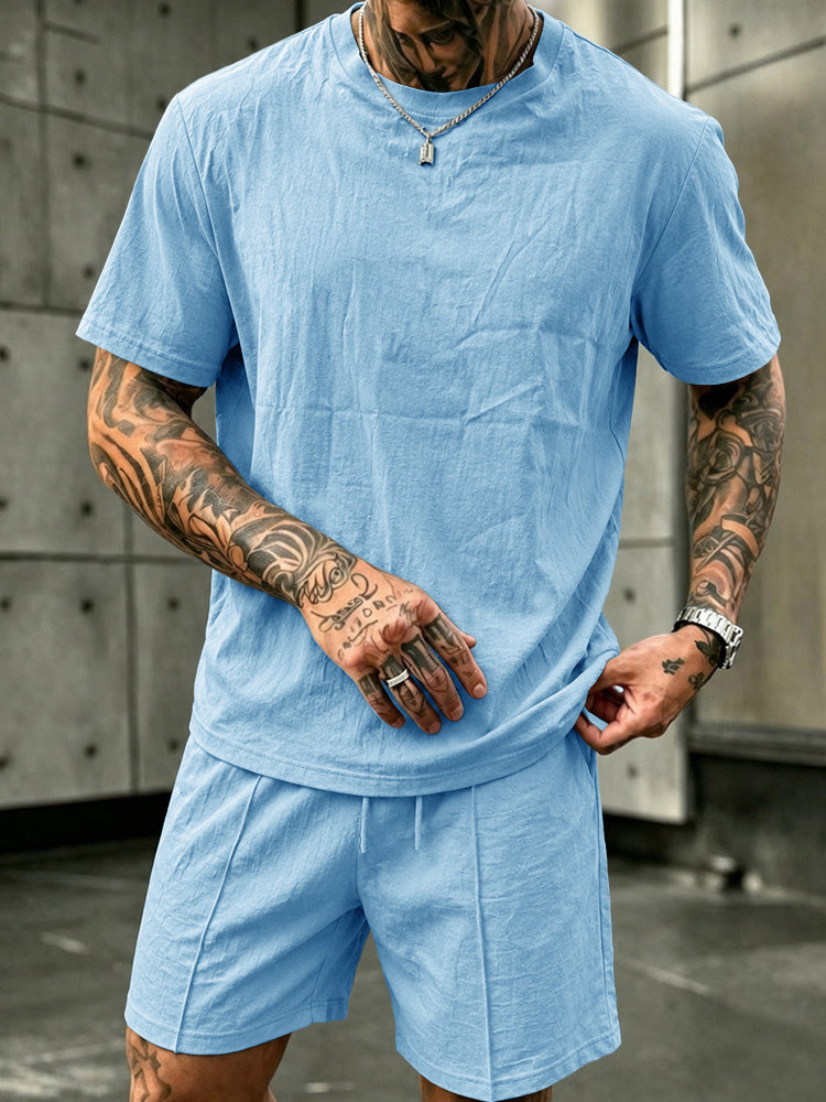 Washed Cotton 2-Piece T-Shirt & Shorts Set