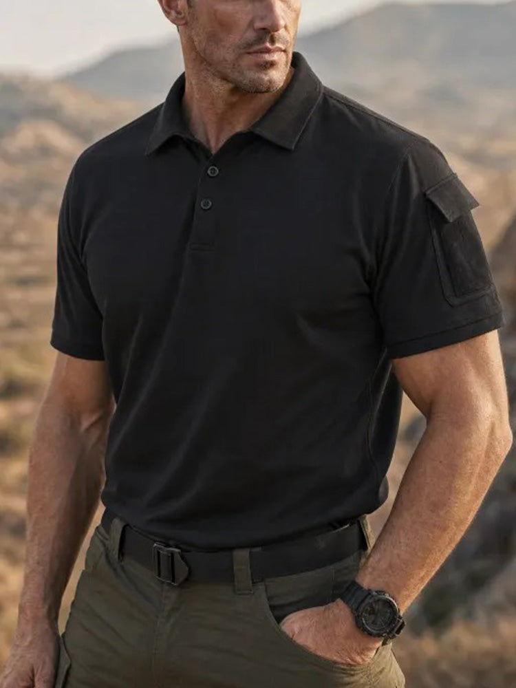 Standard Collar Stretch Woven Casual Outdoor Polo Shirt