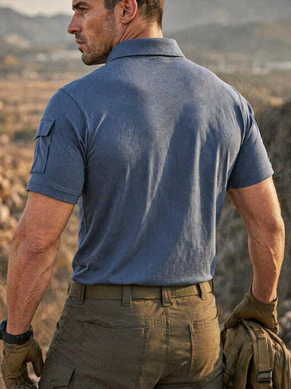 Standard Collar Stretch Woven Casual Outdoor Polo Shirt