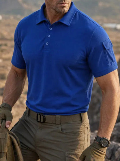 Standard Collar Stretch Woven Casual Outdoor Polo Shirt