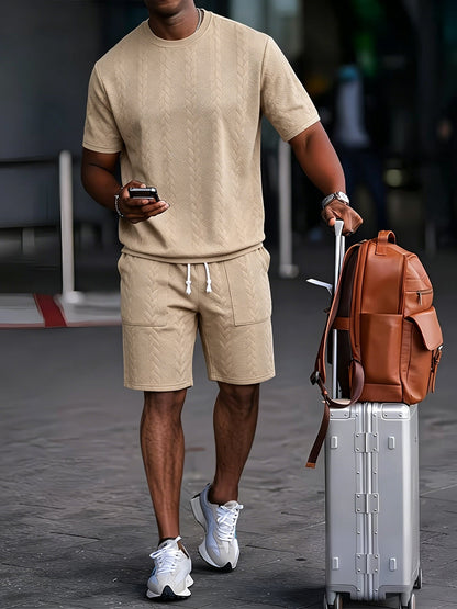 Drawstring Shorts Textured Casual Outfit