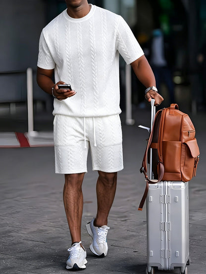 Drawstring Shorts Textured Casual Outfit