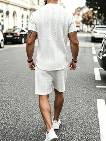 Drawstring Shorts Textured Casual Outfit