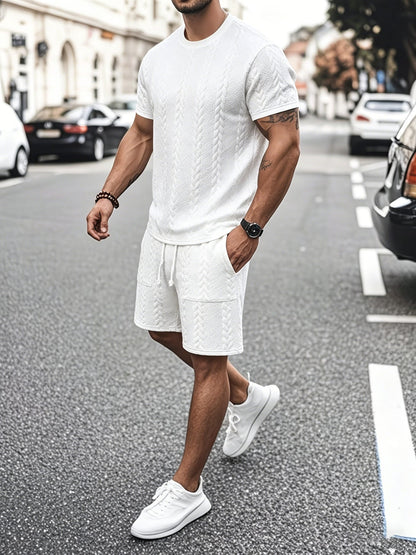 Drawstring Shorts Textured Casual Outfit