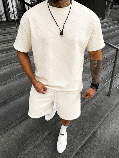 Drawstring Shorts Geometric Casual Outfit