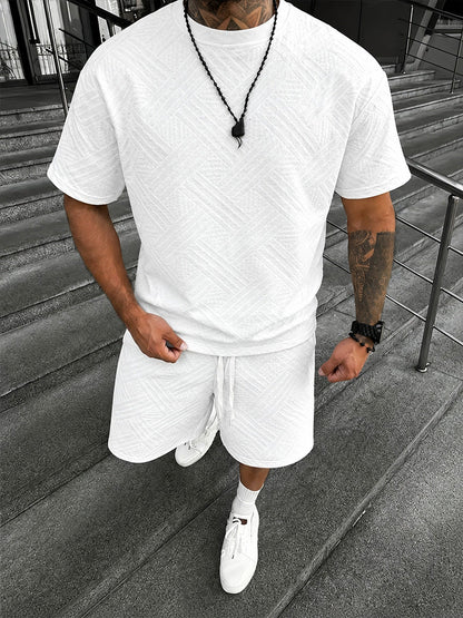 Drawstring Shorts Geometric Casual Outfit