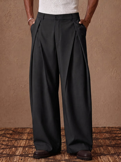 High Waist Loose Casual Suit Pleated Wide Leg Dress Pants