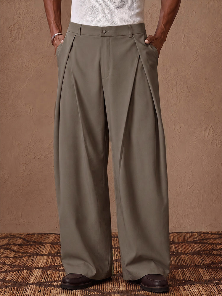 High Waist Loose Casual Suit Pleated Wide Leg Dress Pants