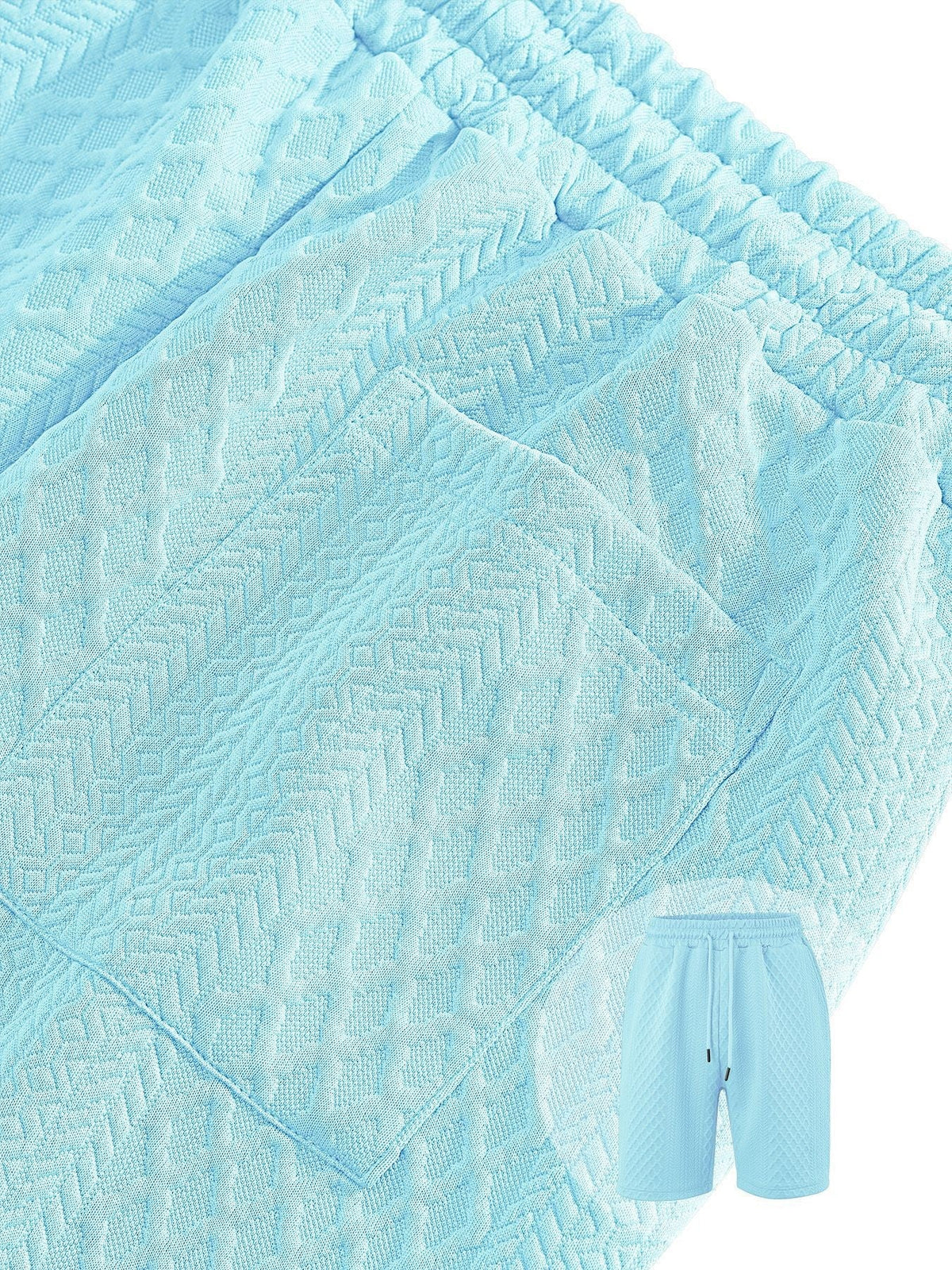 Textured Jacquard Polo Shirt and Shorts 2 Piece Set