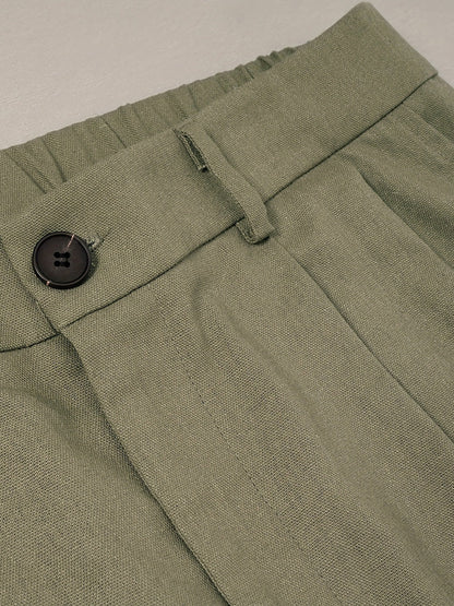 Pleated Wide Leg Washed Linen Pants