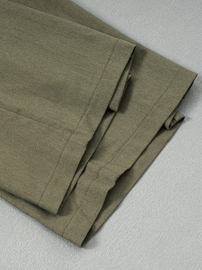 Pleated Wide Leg Washed Linen Pants