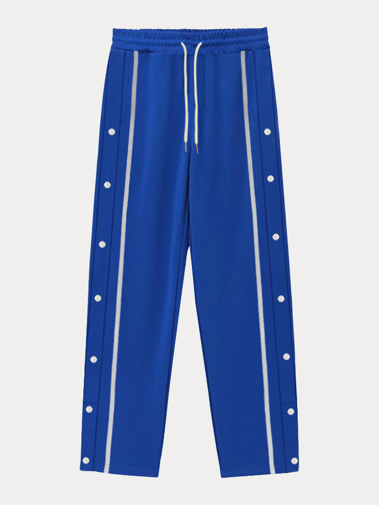 Retro Side Snap Button Wide Leg Track Pants