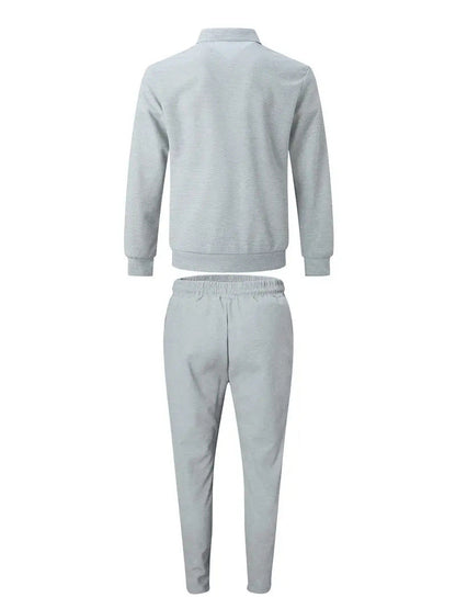 Modern Smart Casual Plaid Zip Jacket and Slim Pants Set