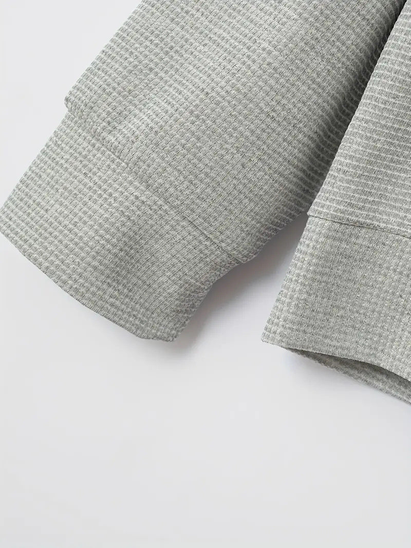 Modern Smart Casual Plaid Zip Jacket and Slim Pants Set