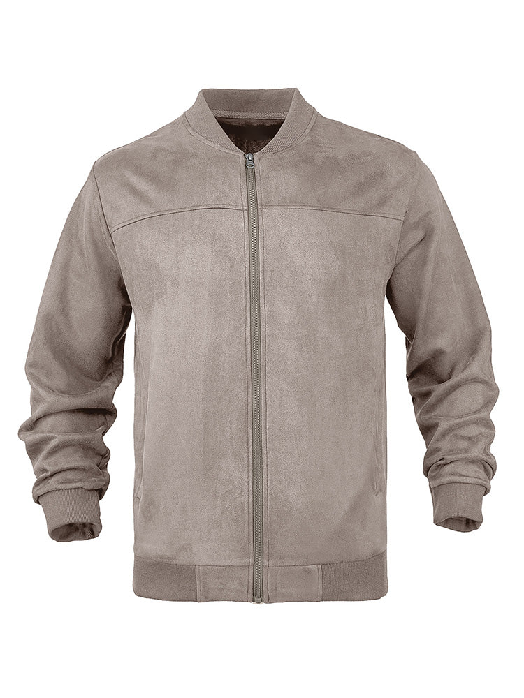 Casual Faux Suede Bomber Jacket