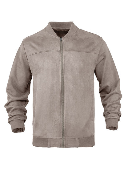 Casual Faux Suede Bomber Jacket