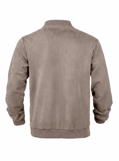 Casual Faux Suede Bomber Jacket