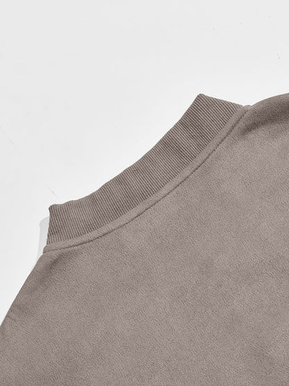 Casual Faux Suede Bomber Jacket