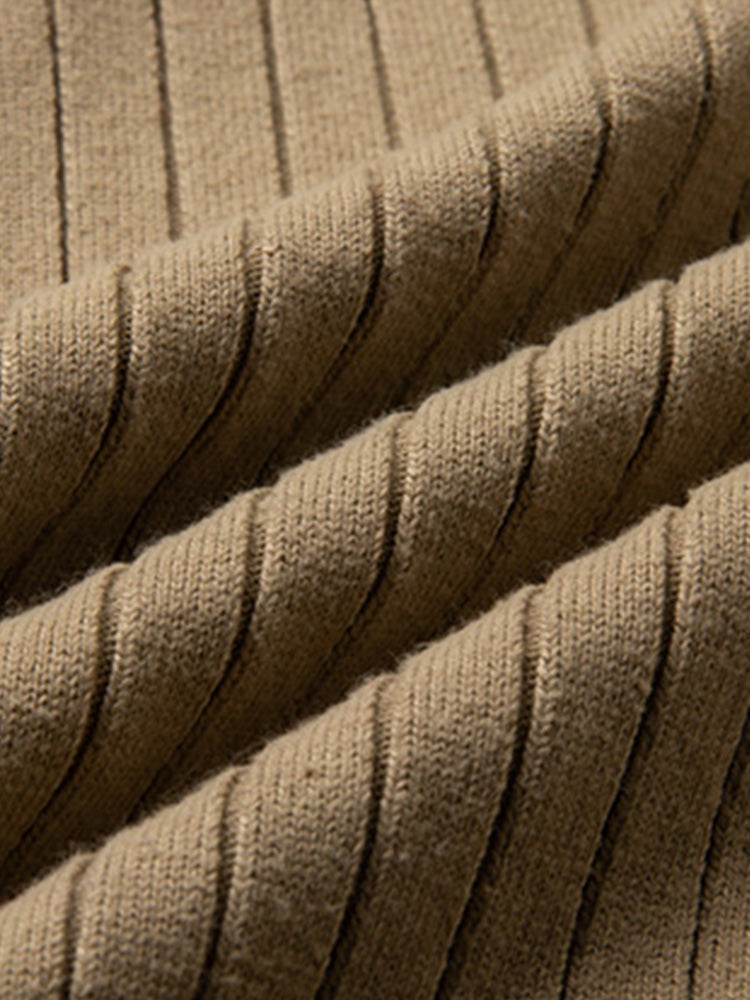Half-Zip Ribbed Knit Sweater