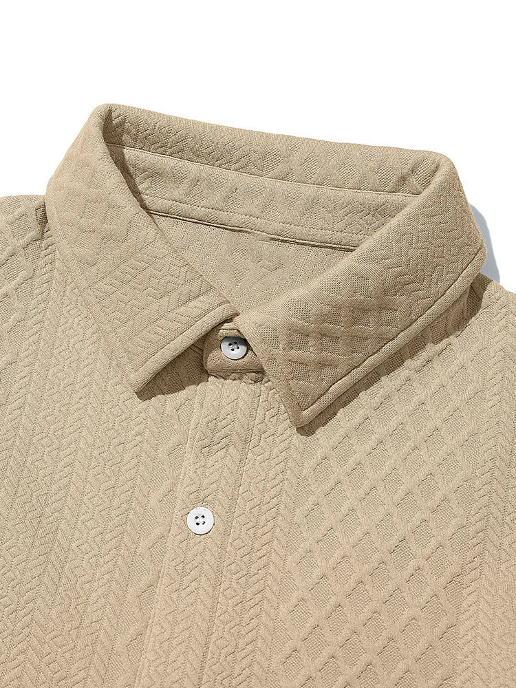 Embossed Jacquard Long Sleeve Button-Down Shirt