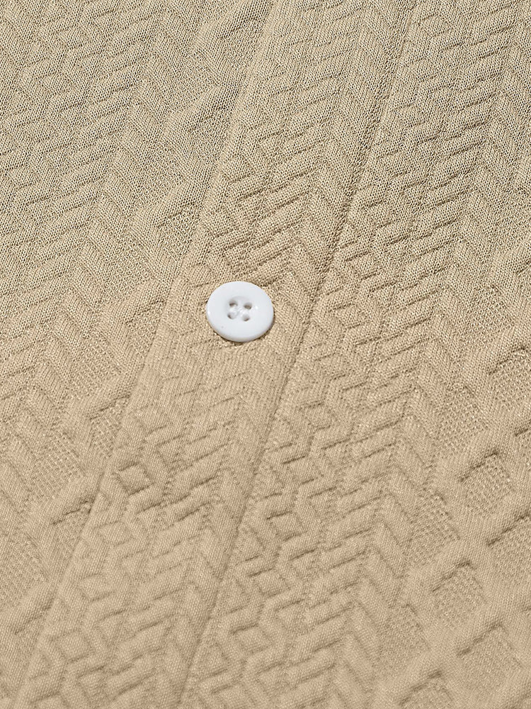Embossed Jacquard Long Sleeve Button-Down Shirt