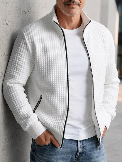 Casual Stand Collar Quilted Zip-Up Jacket