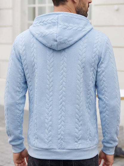 Casual 3D Embossed Zip-Up Hoodie