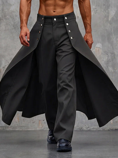 Avant-Garde Faux Two-Piece Skirt Overlay Pants
