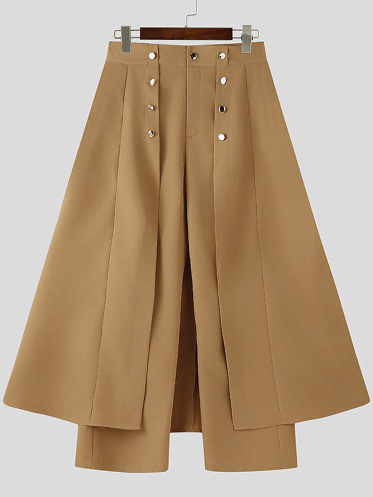 Avant-Garde Faux Two-Piece Skirt Overlay Pants