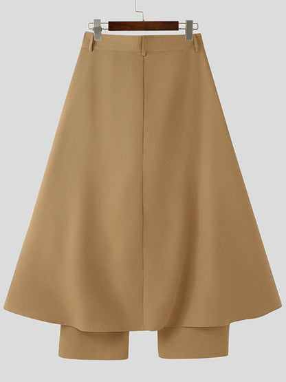 Avant-Garde Faux Two-Piece Skirt Overlay Pants