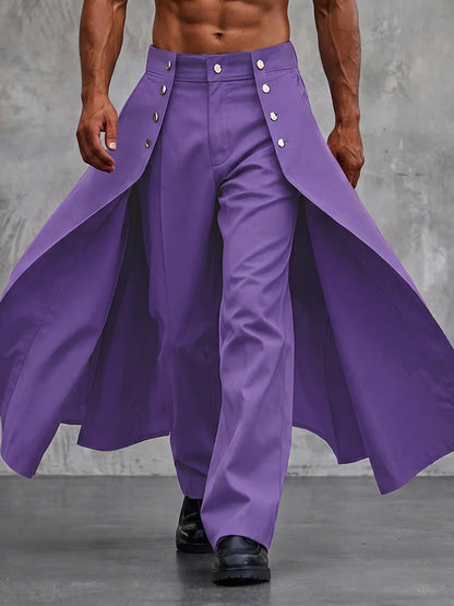 Avant-Garde Faux Two-Piece Skirt Overlay Pants