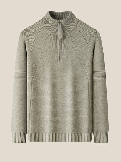 Quarter Zip Mock Neck Raglan Sleeve Knit Sweater